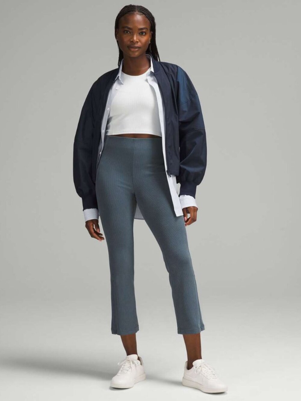 Lululemon Ribbed Softstreme High Rise Crop Pant 25" Iron Blue